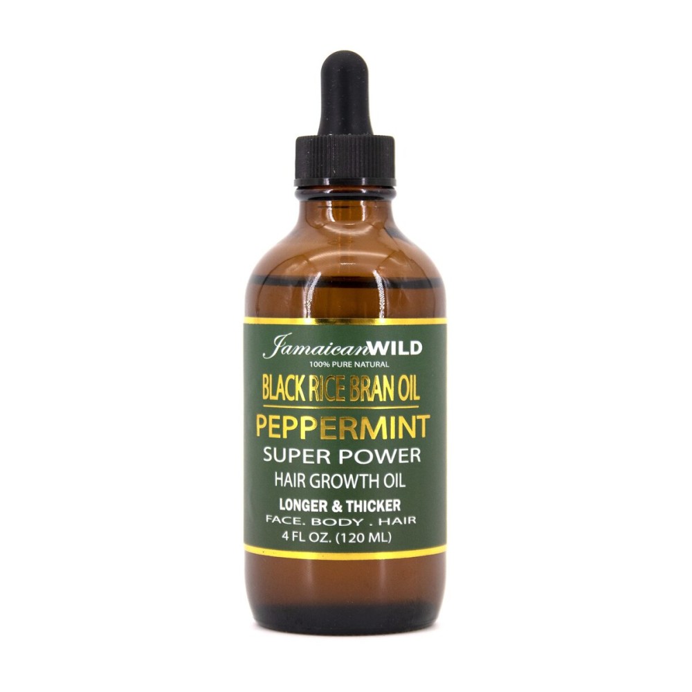 Black Rice Oil Hair Growth Oil 4oz - Peppermint | All Natural Hair Growth Oil for Stronger, Thicker, and Longer Hair.
