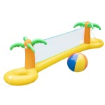 Giant Inflatable Palm Tree Volleyball Net Set w Ball- 12 ft Long Extra Large Size-Durable Thick PVC Material, Easy to Inflate- Outdoor/Backyard Summer Pool Party, Kids Water Toy or Activity Game Float