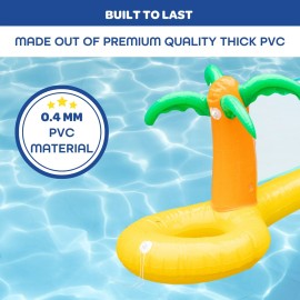 Giant Inflatable Palm Tree Volleyball Net Set w Ball- 12 ft Long Extra Large Size-Durable Thick PVC Material, Easy to Inflate- Outdoor/Backyard Summer Pool Party, Kids Water Toy or Activity Game Float