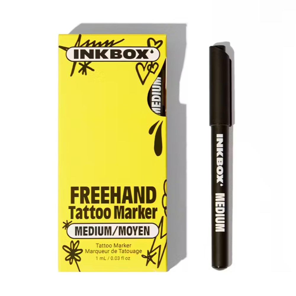inkbox Freehand Tattoo Marker - Medium Tip, Lasts up to 10 days, For All Skin Tones, Water-Resistant, Cruelty-Free & Vegan | Long-Lasting Temporary Tattoo Pen, All Artists Skill Levels -1 Count