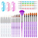 AROIC 28 Pcs Acrylic Nail Brush Set Including 7 Pcs UV Gel Nail Art Brushes, 6 Pcs 3D Nail ExtensionBrush, 5Pcs Double Ended Dotting Nail Pen ForNailArtDIY With White Box, colorful