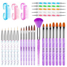 AROIC 28 Pcs Acrylic Nail Brush Set Including 7 Pcs UV Gel Nail Art Brushes, 6 Pcs 3D Nail ExtensionBrush, 5Pcs Double Ended Dotting Nail Pen ForNailArtDIY With White Box, colorful AROIC 28 Pcs Acrylic Nail Brush Set Including 7 Pcs UV Gel Nail Art Brushes, 6 Pcs 3D Nail ExtensionBrush, 5Pcs Double Ended Dotting Nail Pen ForNailArtDIY With White Box, colorful
