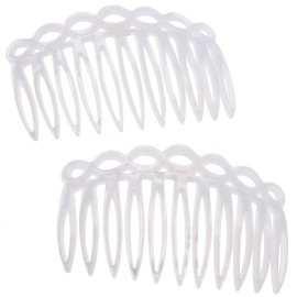 Camila Paris CP3142 French Hair Side Comb Small Handmade White French Twist Hair Combs Decorative, Strong Hold Hair Clips for Women Bun Chignon Up-Do Styling Girls Hair Accessories, Made in France