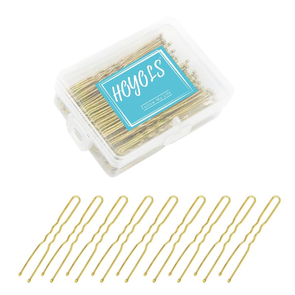 Hoyols U Shaped Bobby Pins, Metal Curved Curly Waved Bun Clips Hairpin for Women Girls Grips Hairstyle Updo Thin Thick Hair, 100 Count 2.4 in (Blonde) Hoyols U Shaped Bobby Pins, Metal Curved Curly Waved Bun Clips Hairpin for Women Girls Grips Hairstyle Updo Thin Thick Hair, 100 Count 2.4 in (Blonde)