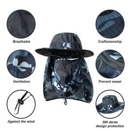 KOOLSOLY Fishing Hat,Sun Cap with UPF 50+ Sun Protection and Neck Flap,for Man and Women