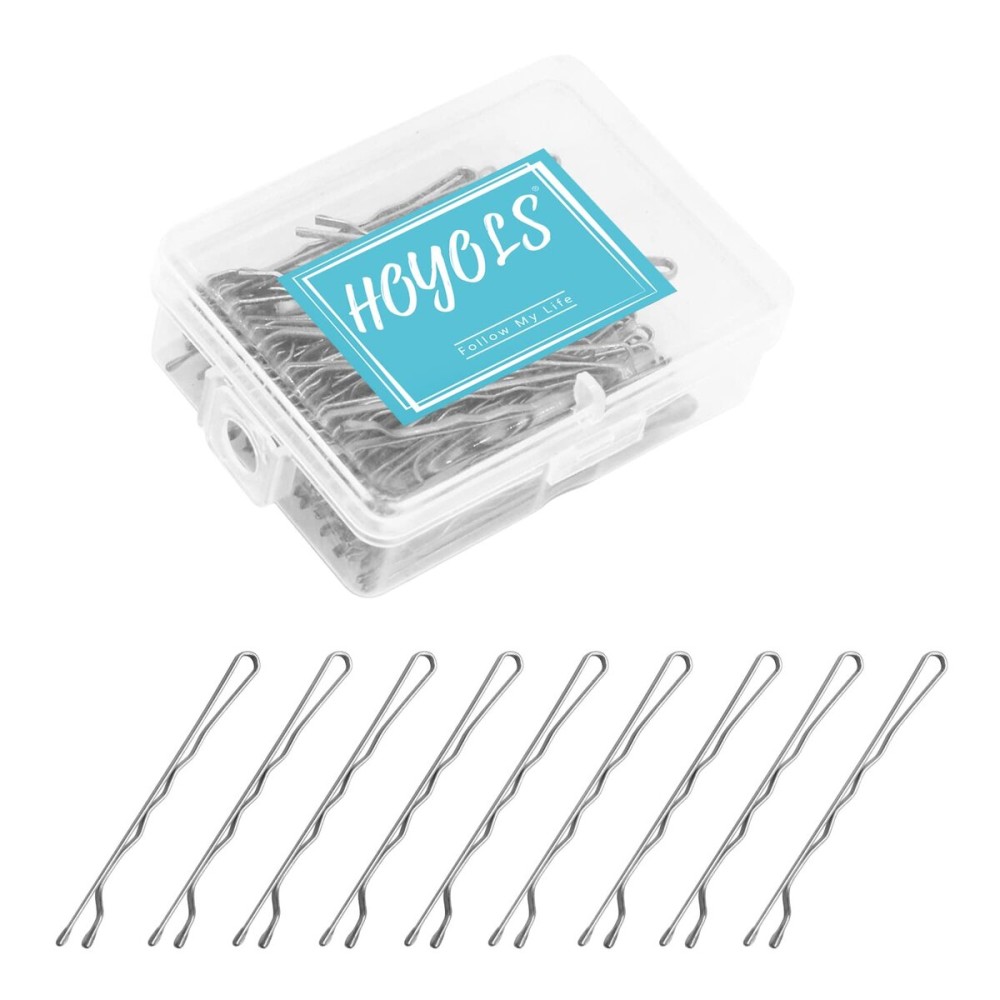 Hoyols Silver Gray Crimped Grip Hair Pins, Secure Hold Wavy Slide Proof Hair Bobby Pins Holder for Girls, Women Decorative 100 Count, 2 inch Hoyols Silver Gray Crimped Grip Hair Pins, Secure Hold Wavy Slide Proof Hair Bobby Pins Holder for Girls, Women Decorative 100 Count, 2 inch
