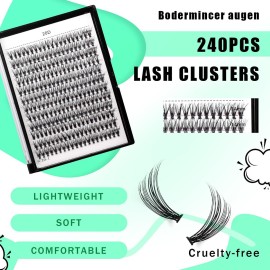 Bodermincer Black Cluster Lashes 240pcs 20D/40D DIY Eyelash Extension D Curl Long Individual Lashes Mixed Tray Faux Mink Lash Clusters Extensions 8-22mm (20D-20mm) Bodermincer Black Cluster Lashes 240pcs 20D/40D DIY Eyelash Extension D Curl Long Individual Lashes Mixed Tray Faux Mink Lash Clusters Extensions 8-22mm (20D-20mm)