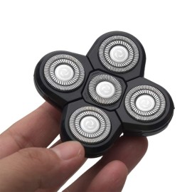 Men Electric Shavers Replacement Heads, 5 Heads Beard Replacement Blade Razor Replaceable Alternate Floating Washable Blade Trimmers Head (Black)