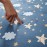 Loartee Coral Velvet Area Rug - 1 Thick Memory Foam Baby Play Mat, Washable Toddler Carpet, Home Decor for Living Room, Nursery, Kids Bedroom, Starry Blue, 4\'11x4\'11