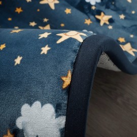 Loartee Coral Velvet Area Rug - 1 Thick Memory Foam Baby Play Mat, Washable Toddler Carpet, Home Decor for Living Room, Nursery, Kids Bedroom, Starry Blue, 4\'11x4\'11