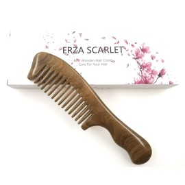 ERZA SCARLET Hair Comb Wooden Wide Tooth Comb for Curly Hair Detangling Wood Green Sandalwood Comb ERZA SCARLET Hair Comb Wooden Wide Tooth Comb for Curly Hair Detangling Wood Green Sandalwood Comb