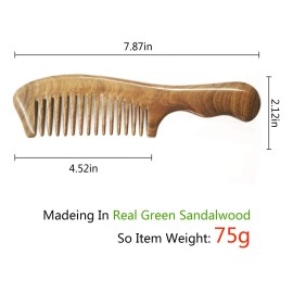 ERZA SCARLET Hair Comb Wooden Wide Tooth Comb for Curly Hair Detangling Wood Green Sandalwood Comb ERZA SCARLET Hair Comb Wooden Wide Tooth Comb for Curly Hair Detangling Wood Green Sandalwood Comb