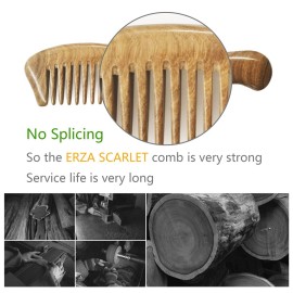 ERZA SCARLET Hair Comb Wooden Wide Tooth Comb for Curly Hair Detangling Wood Green Sandalwood Comb ERZA SCARLET Hair Comb Wooden Wide Tooth Comb for Curly Hair Detangling Wood Green Sandalwood Comb