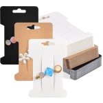 Coopay 150 Pieces Hair Clip Display Cards Hair Bow Holder Rectangle Barrettes Jewelry Accessories Display and Organizing, Multicolor Paper Cards, 4-1/4 x 2-3/4 Inches (Brown, White, Black)