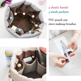 INVODA Makeup Bags Portable Drawstring Cosmetic Bag for Women Foldable Large Travel Toiletry Organizer Bag (Pink+Red+Green+Blue)