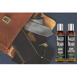 Ballsy Beard Wash Shampoo & Conditioner Set for Men 2 Piece Travel Size Hair Shampoo (Eucalyptus Spearmint, 2 oz)