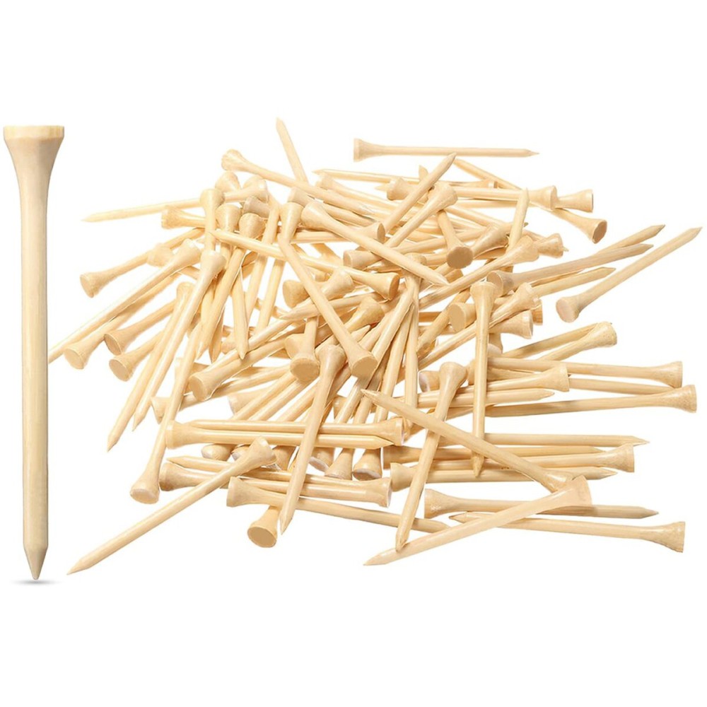 Dsenfurn 250 Pack Professional Bamboo Golf Tees 2-3/4 Inch - Stronger Than Wooden Golf Tees Biodegradable & Less Friction (Nature, 2-3/4)