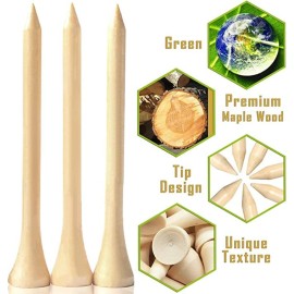 Dsenfurn 250 Pack Professional Bamboo Golf Tees 2-3/4 Inch - Stronger Than Wooden Golf Tees Biodegradable & Less Friction (Nature, 2-3/4)