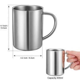 Bidponds 13.5oz / 400ml Double Walled Coffee Mug, Stainless Steel Tea Cups, Travel Camping Mugs