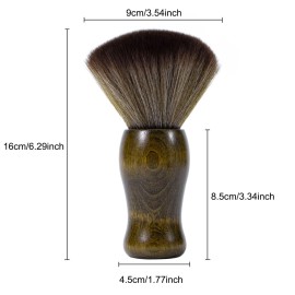 Yebeauty Neck Duster Brush for Hair Cutting, Large Soft Barber Hairbrush with Natural Fiber Wooden Handle, Brown