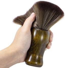 Yebeauty Neck Duster Brush for Hair Cutting, Large Soft Barber Hairbrush with Natural Fiber Wooden Handle, Brown