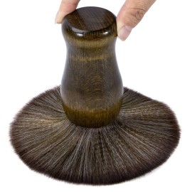 Yebeauty Neck Duster Brush for Hair Cutting, Large Soft Barber Hairbrush with Natural Fiber Wooden Handle, Brown