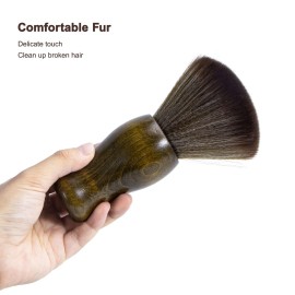 Yebeauty Neck Duster Brush for Hair Cutting, Large Soft Barber Hairbrush with Natural Fiber Wooden Handle, Brown