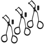3 Sets Mini Eyelash Curler Lash Curls with Non Slip Finger Grip Eyelashes Silicone Pressure Pad for Women Ladies Black