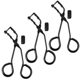 3 Sets Mini Eyelash Curler Lash Curls with Non Slip Finger Grip Eyelashes Silicone Pressure Pad for Women Ladies Black