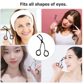 3 Sets Mini Eyelash Curler Lash Curls with Non Slip Finger Grip Eyelashes Silicone Pressure Pad for Women Ladies Black
