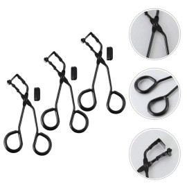 3 Sets Mini Eyelash Curler Lash Curls with Non Slip Finger Grip Eyelashes Silicone Pressure Pad for Women Ladies Black