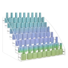 SMFANLIN 7 Tiers Nail Polish Holder Organizer, Multi-Level Acrylic Nail Polish Display Cases Rack, Clear Essential Oil Storage Display Stand - Hold up to 70 Bottles