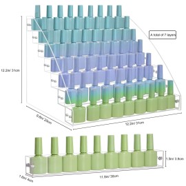 SMFANLIN 7 Tiers Nail Polish Holder Organizer, Multi-Level Acrylic Nail Polish Display Cases Rack, Clear Essential Oil Storage Display Stand - Hold up to 70 Bottles