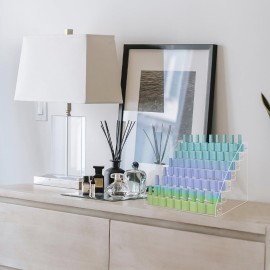 SMFANLIN 7 Tiers Nail Polish Holder Organizer, Multi-Level Acrylic Nail Polish Display Cases Rack, Clear Essential Oil Storage Display Stand - Hold up to 70 Bottles
