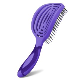 NuWay 4HAIR DoubleC PRO U.S. Patented Double Curved Detangling Brush is Hair Dryer Safe (Hyacinth) NuWay 4HAIR DoubleC PRO U.S. Patented Double Curved Detangling Brush is Hair Dryer Safe (Hyacinth)