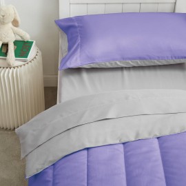 UOZZI BEDDING 4 Pieces Toddler Bedding Set Ultra Soft and Breathable Toddler Sheet Set - Includes Comforter, Flat Sheet, Fitted Sheet and Pillowcase - Purple & Gray
