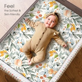 GRSSDER Stretchy Ultra Soft Jersey Knit Fitted Pack n Play Sheets Set 2 Pack, Portable/Mini Cribs Playards Sheets, Universal Fitted Pack and Play Mattress Sheets, Lovely Whale for Girls and Boys