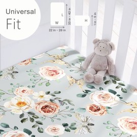 GRSSDER Stretchy Ultra Soft Jersey Knit Fitted Pack n Play Sheets Set 2 Pack, Portable/Mini Cribs Playards Sheets, Universal Fitted Pack and Play Mattress Sheets, Lovely Whale for Girls and Boys