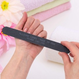 Allegro Combs 7 in. Nail Files Double Sided Wooden Emery Boards for Natural and Acrylic Grits 100,180, 120/240 USA. 10 Pcs. (180 Grit Black)