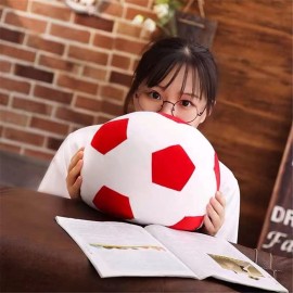 AOQI Plush Soccer Balls - Fluffy Stuffed Toy Soccer Ball Plush Pillow Soft Durable Stuff Soccerball Gift for Kids Boy Baby (Red - White,17.7inch/45cm)