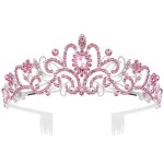 COCIDE Pink Tiara and Crowns for Girls Crystal Headband Princess Rhinestone Crown with Combs Bride Headbands Bridal Wedding Prom Birthday Party Hair Accessories Jewelry for Women and Girls (5 PINK)