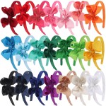 WANYU LIFE 22 Pcs Girls Headbands for Kids,Bow Headband 3.5inch Grosgrain Ribbon Tail Cute Hairbow Toddler Headband with Bow-22 Candy Colors