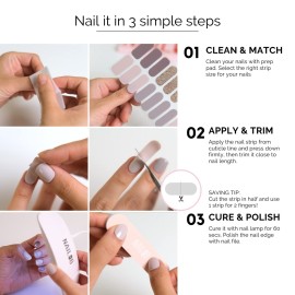NAILOG Semi Cured Nail Strips, 20 Pcs Extra Long Full Nail Wraps with Glossy Soft Gel Finishing, Buy 2 Get 1 UV Lamp Rouge