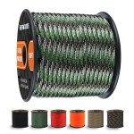 WEREWOLVES 650lb Paracord/Parachute Cord - 9 Strand Paracord Rope - 100\', 200\' Spools of Parachute Cord, Type III Paracord for Camping, Survival (Army Green Camo, 100 Feet)