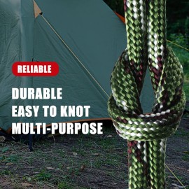 WEREWOLVES 650lb Paracord/Parachute Cord - 9 Strand Paracord Rope - 100\', 200\' Spools of Parachute Cord, Type III Paracord for Camping, Survival (Army Green Camo, 100 Feet)