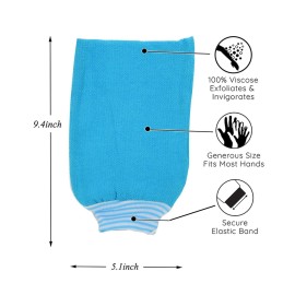 LISSOMPLUME Exfoliating Bath Gloves for Body Scrub 5 PACK Women Exfoliator Scrubber Shower Mitt Removing Dead Skin Hammam Towel - GREEN