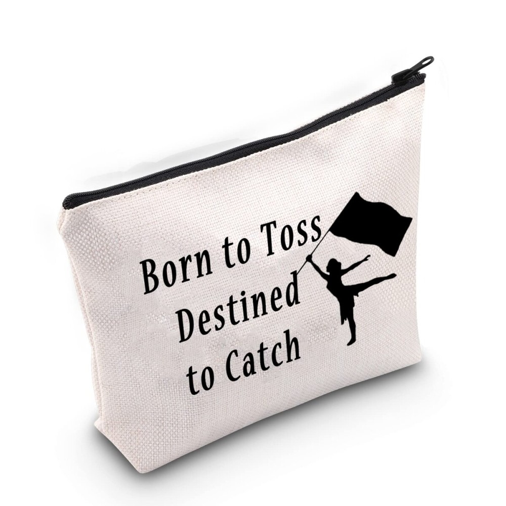 LEVLO Color Guard Bags Born to Toss Destined to Catch Color Guard Makeup Bags Perfect Color Guard Gifts for Teens and Girls (Born to Toss)