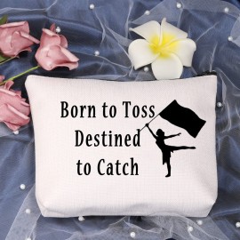 LEVLO Color Guard Bags Born to Toss Destined to Catch Color Guard Makeup Bags Perfect Color Guard Gifts for Teens and Girls (Born to Toss)