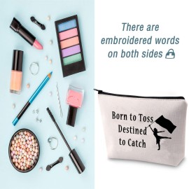 LEVLO Color Guard Bags Born to Toss Destined to Catch Color Guard Makeup Bags Perfect Color Guard Gifts for Teens and Girls (Born to Toss)