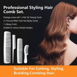 NuAngela Styling Comb Set - Cutting & Hair Trimming Comb with Different Tooth Widths, Perfect for Women & Men\'s Hair Dressing, Grooming & Barber Use